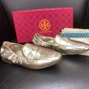 Tory Burch, Ballet Loafer, Gold, Size 11